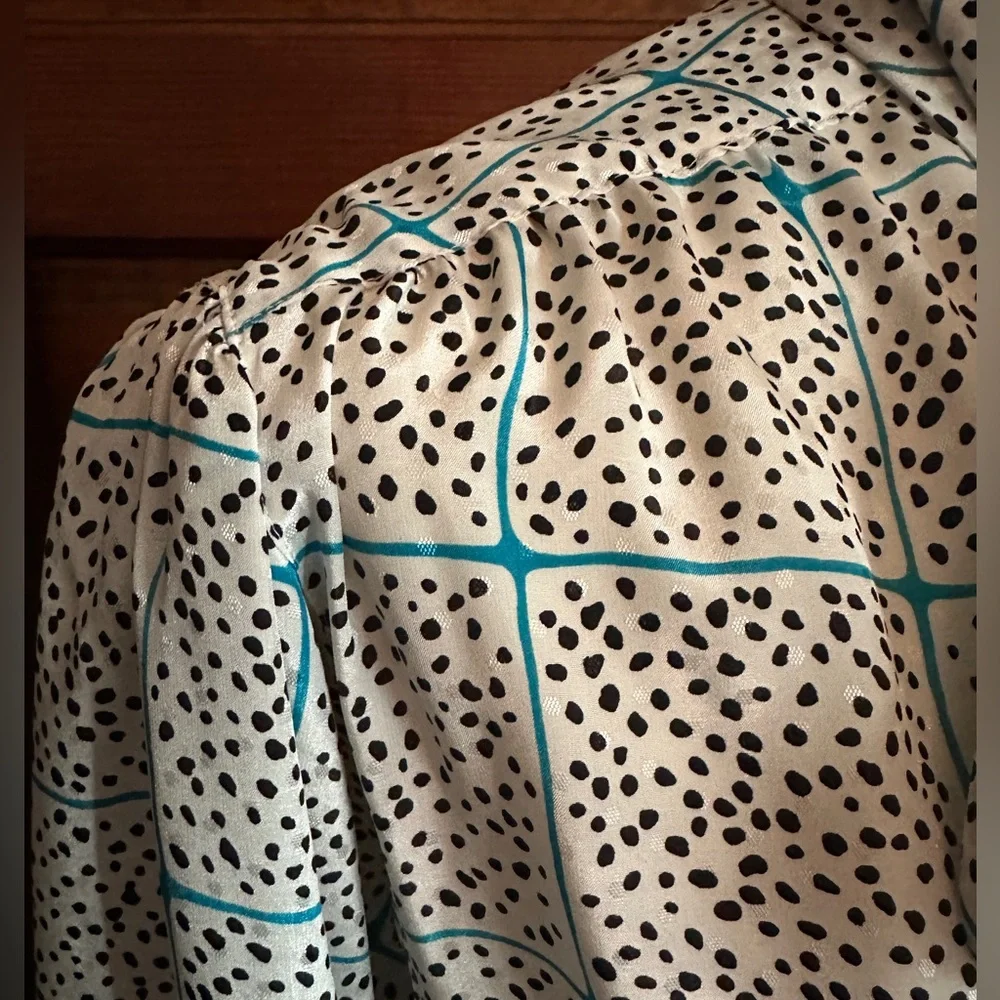 VINTAGE Alfred Dunner Pussybow Graphic Blouse Sz S/M - Picture 4 of 10